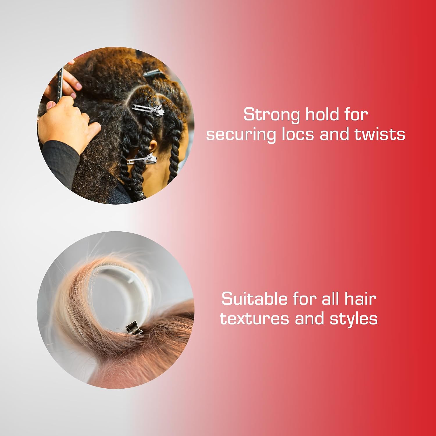 Red By Kiss 80Pcs 1.75" Slide-In Hair Clips, Durable Metal Curl Setting Clips For Hairdressing, Sectioning & Retwisting, Rust-Free Hair Pins For Dreads, Dreadlocks, & Twist Styles