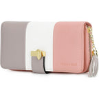 Pomelo Best Womens Wallet RFID Blocking Wallet for Women Bifold Large Capacity Card Holder Ladies Long Purse with ID Window Zipper Coin Pocket