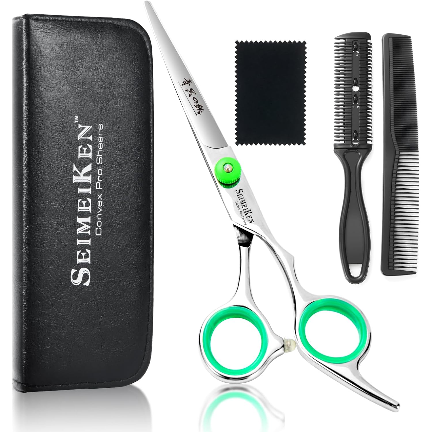 Hair Cutting Scissors - 6" Professional Japanese 440C Stainless Steel Barber Scissors - Razor Sharp Hair Shears Kit With Comb & Case - For Women, Men, Salon & Home Use