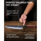 FAMCÜTE 8 Inch Japanese Knife, Hand Forged 5 Layers High Carbon 9CR18MOV Steel Rosewood Handle Chef Knife, Ultra Sharp Durable Professional Kitchen Knife, A Thoughtful Father Day Gifts for Men