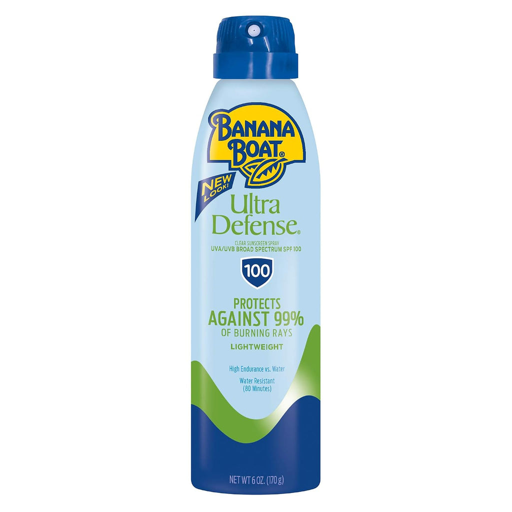Banana Boat Ultra Defense Clear Sunscreen Spray Spf 100, 6Oz | Lightweight Sunscreen, Banana Boat Spf 100, Water Resistant, 6Oz