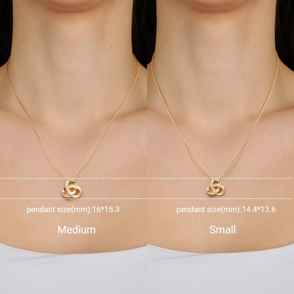 Chantel Yorke Gold Necklace for Women Trendy Love Knot Infinity Interlocking Knot Necklaces 14K Gold Pendant Necklace for Women Cubic Zirconia Necklaces 18in+5cm Adjustable Chain