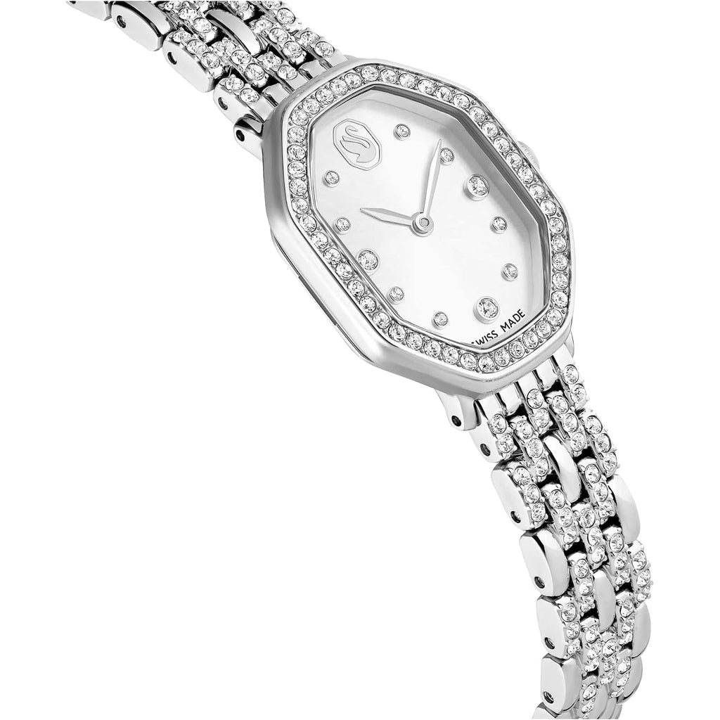 Swarovski Dextera Octagon Watch, Swiss Made, Metal Bracelet, Silver Tone, Stainless Steel