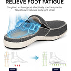 Mens Slippers With Arch Support, Canvas House Slipper For Men With Velvet Lining, Slip On Clog, Indoor Outdoor House Shoes With Anti-Skid Rubber Sole
