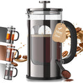 Veken French Press Coffee Maker 34oz, No Plastic Touching Cafe,Thickened Glass Stainless Steel Brewer, Cold Brew Cafetera Tea pot for Kitchen Travel Camping, Gifts, Decor, Bar Accessories, Dark Pewter