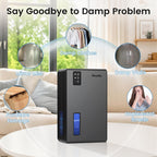Dehumidifiers For Home, 1000 Sq.Ft Dehumidifier With 95Oz Water Tank, Quiet Dehumidifier For Basement Bathroom Bedroom With 7-Color Ambient Light & Auto Shut Off, (Grey)