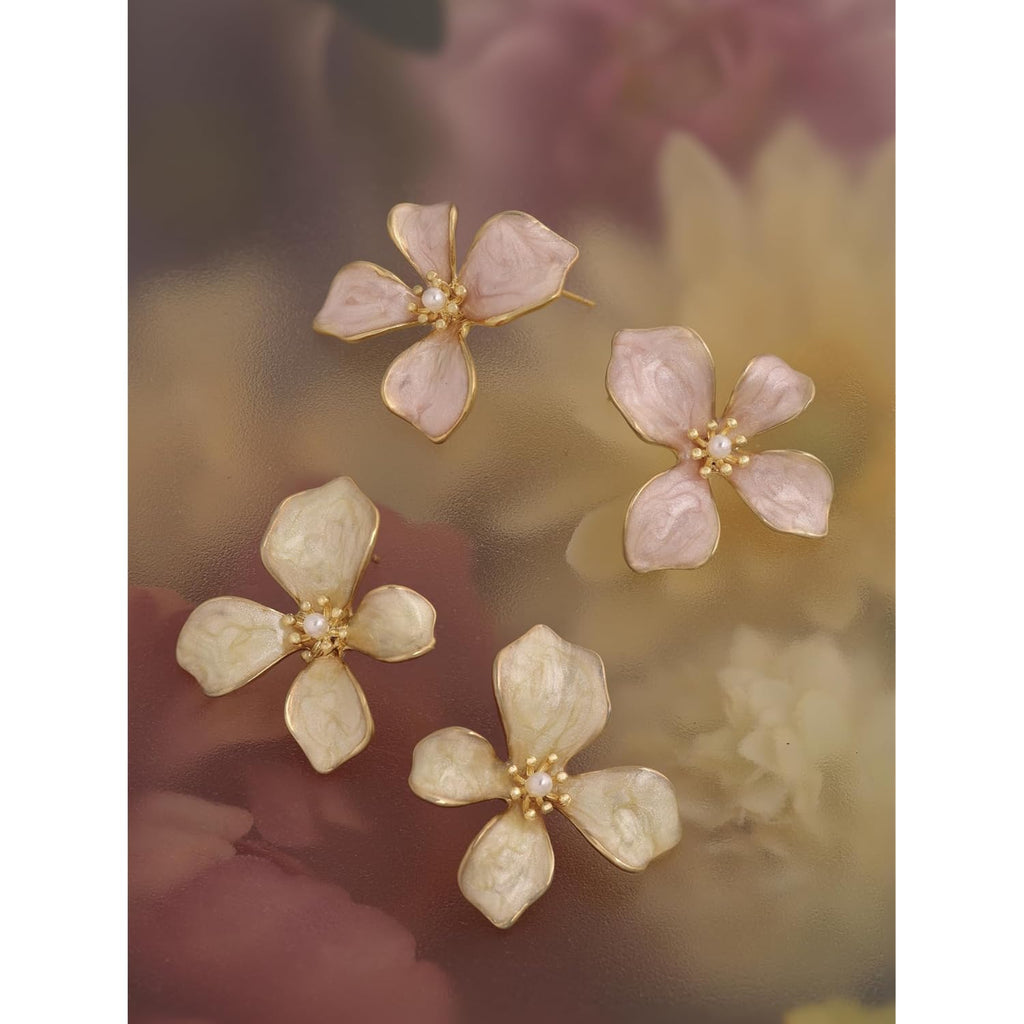 OJERRY Elegant Pastel Flower Stud Earrings for Women, Floral Earrings Jewelry Accessories Romantic Cool Gifts for Her Women in Their 20s 30s