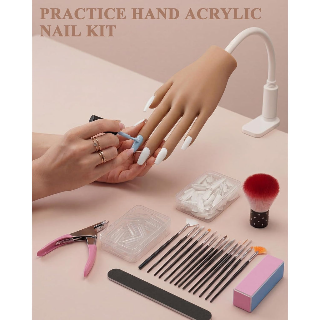 Practice Hand for Acrylic Nails, Silicone Hand for Nail Practice, Nail Tips Won't Fall off Nail Hand, Flexible Nail Practice Hand for Beginners,13.7 x 6.29 x 1.88in