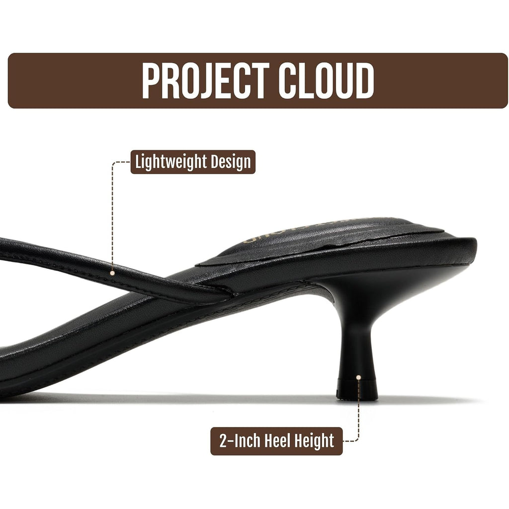 Project Cloud 100% Genuine Leather Kitten Heels For Women Footwear - Memory Foam Fashion Thong Heels For Women - Lightweight Summer Sandals For Womens 2026 (Mango)