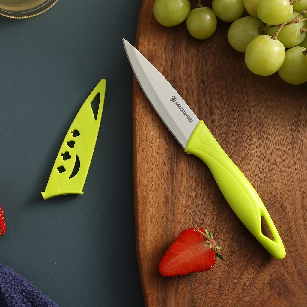 Magiware Paring Knife, 8Pcs Paring Knife Set With Cover, Small Kitchen Vegetable Fruit Knives, 3.5 Inch Ultra Sharp Pp Handle