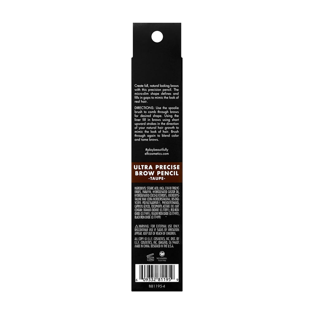 e.l.f. Ultra Precise Brow Pencil, Dual-Ended, Ultra Fine Tip Defines & Fills Eyebrows, Creamy Formula, Vegan & Cruelty-Free, Taupe