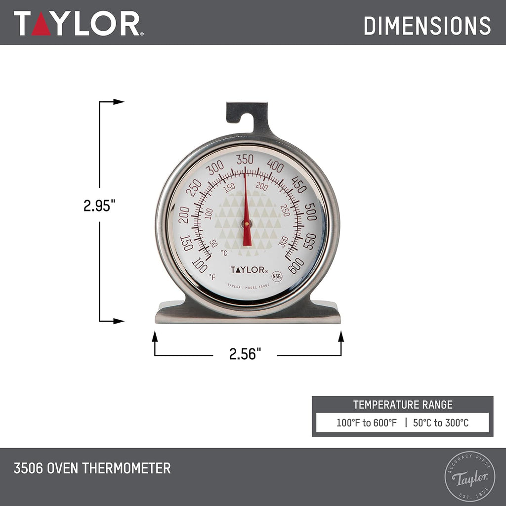 Taylor Large 2.5 Inch Dial Kitchen Cooking Oven Thermometer, Analog