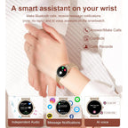 Smart watch for Women (Answer/Make Calls),1.27 Inch Round Smartwatch with 100+ sports modes, Heart Rate/Sleep Monitor Pedometer IP68 Waterproof Activity Fitness Watch for iPhone Android, Rose Gold