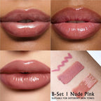 Nude Pink Lip Kit - Matte Lipstick Cream Lip Liner and Gloss Set High Pigment Plumping Lip Pencil Moisturizing Lightweight Liquid Lipstick Smooth Buildable Long Lasting Lip Combo Makeup