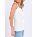 ANRABESS Tank Tops for Women Summer Basic Ribbed Henley Slim Fitted Sleeveless Cami Shirts Button Up Workout Casual Outfits