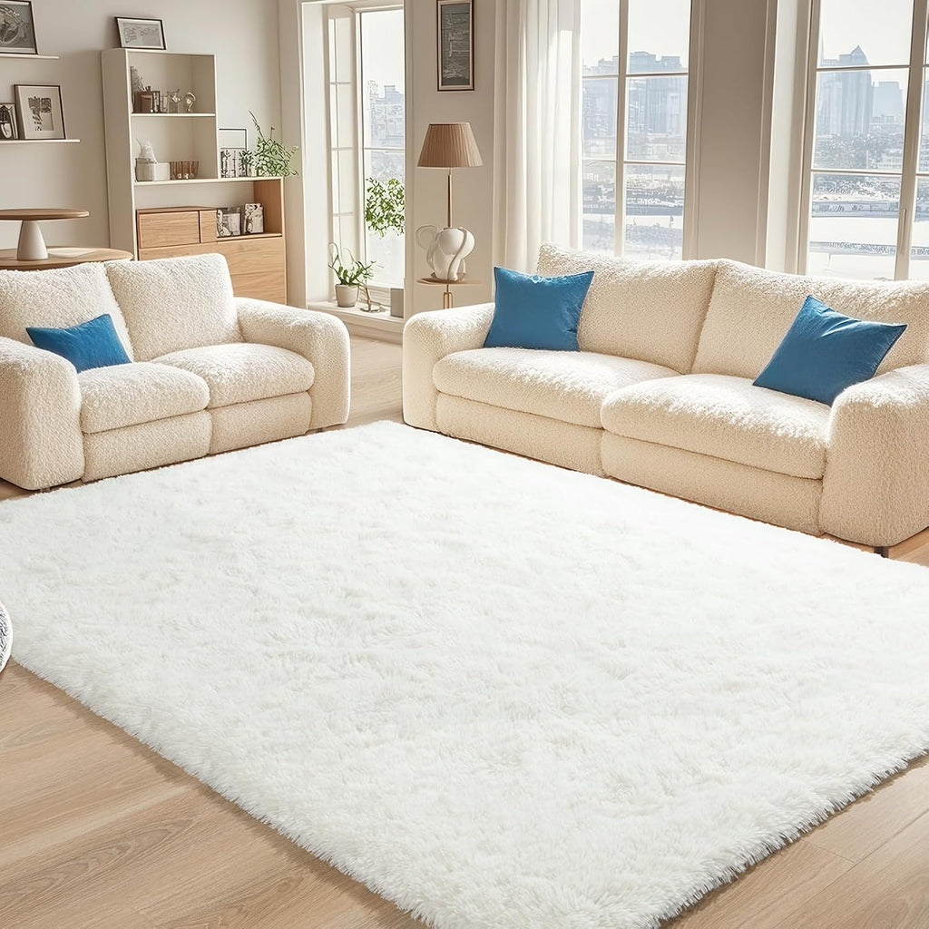 Benron White Fluffy Rugs For Living Room 4X6, Soft Cream Area Rug For Kids Children Girls Bedroom Nursery, Washable Indoor Floor Carpets