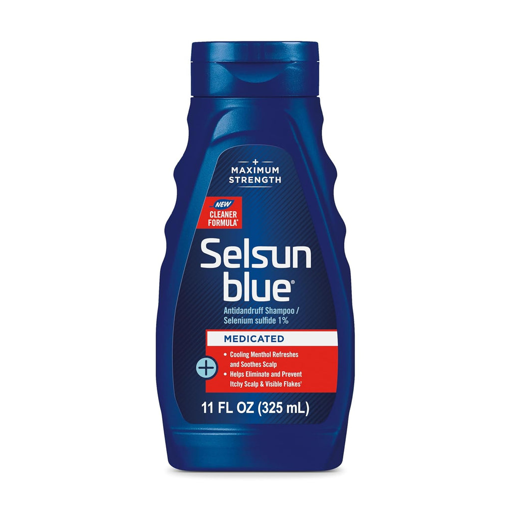Selsun Blue Medicated Antidandruff Shampoo, Maximum Strength Scalp Treatment With Selenium Sulfide, 11 Fl. Oz.
