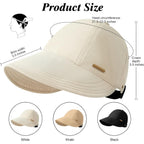 Women Sun Hat Wide Brim Hat Ponytail Baseball Cap Foldable Packable for Summer Beach Golf Hiking Fishing Beige