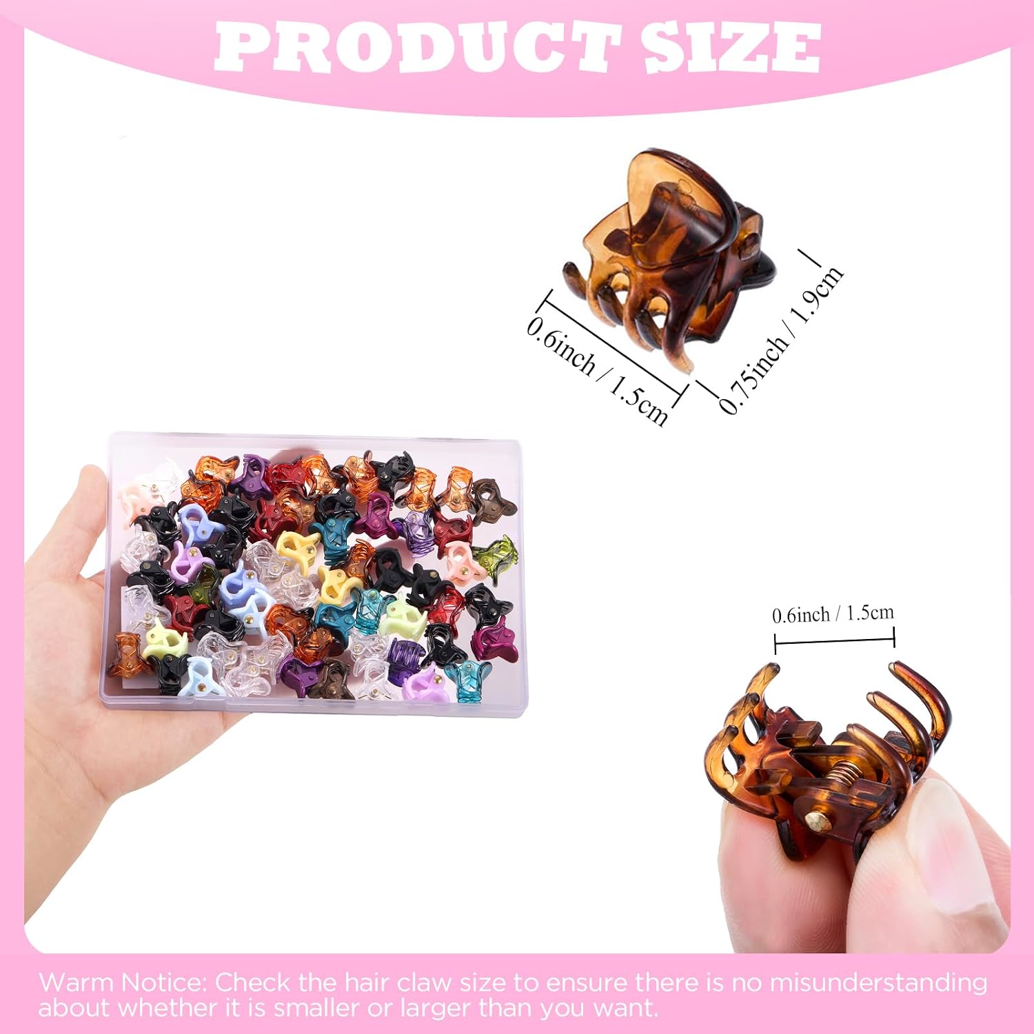 Mini Hair Claw Clips For Girls And Women, Funtopia 72 Pcs Small Hair Clips Pins Clamps Non Slip Tiny Plastic Jaw Clips (Assorted Colors)