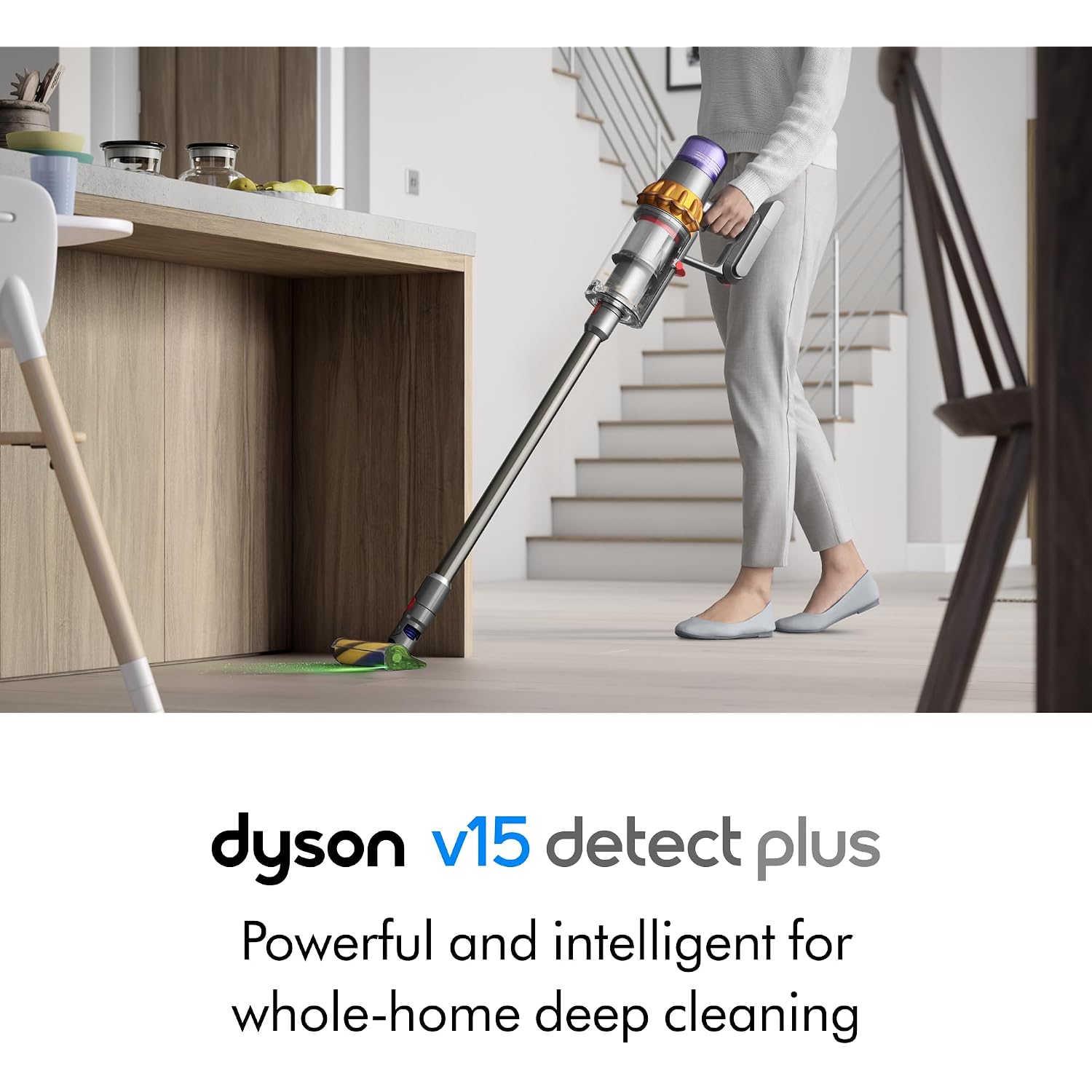 Dyson V15 Detect Plus Cordless Vacuum, Illumination Reveals Dust, 240Aw, 3 Power Modes, Up To 60 Minutes,² Deep Cleans Hard Floors And Carpets, Detangles Pet Hair, Converts To Handheld