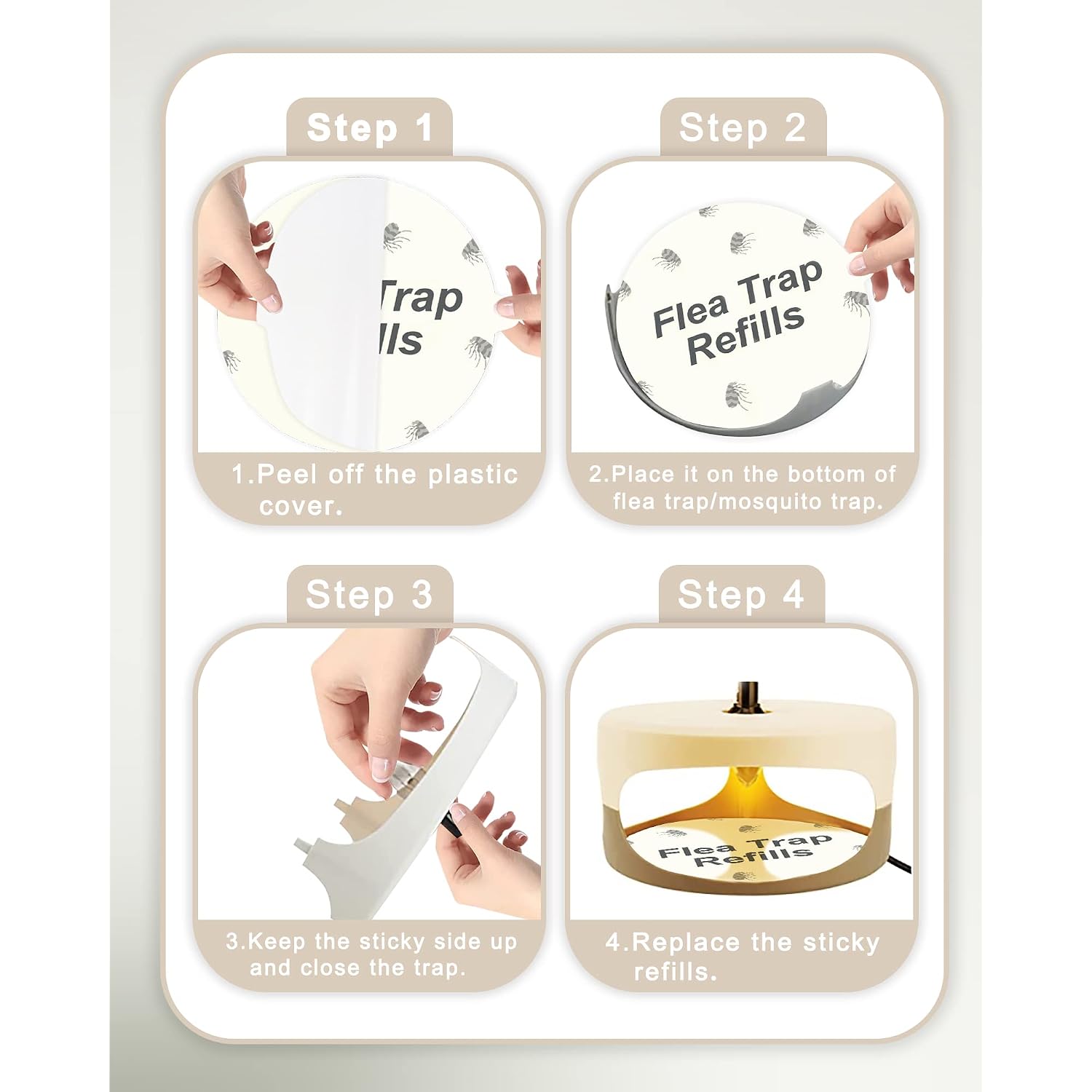 20 Pack Flea Trap Refill Discs Replacement Glue Boards, 7.1" Sticky Pads For Most Models Flea Bed Bug Traps For Inside Your Home