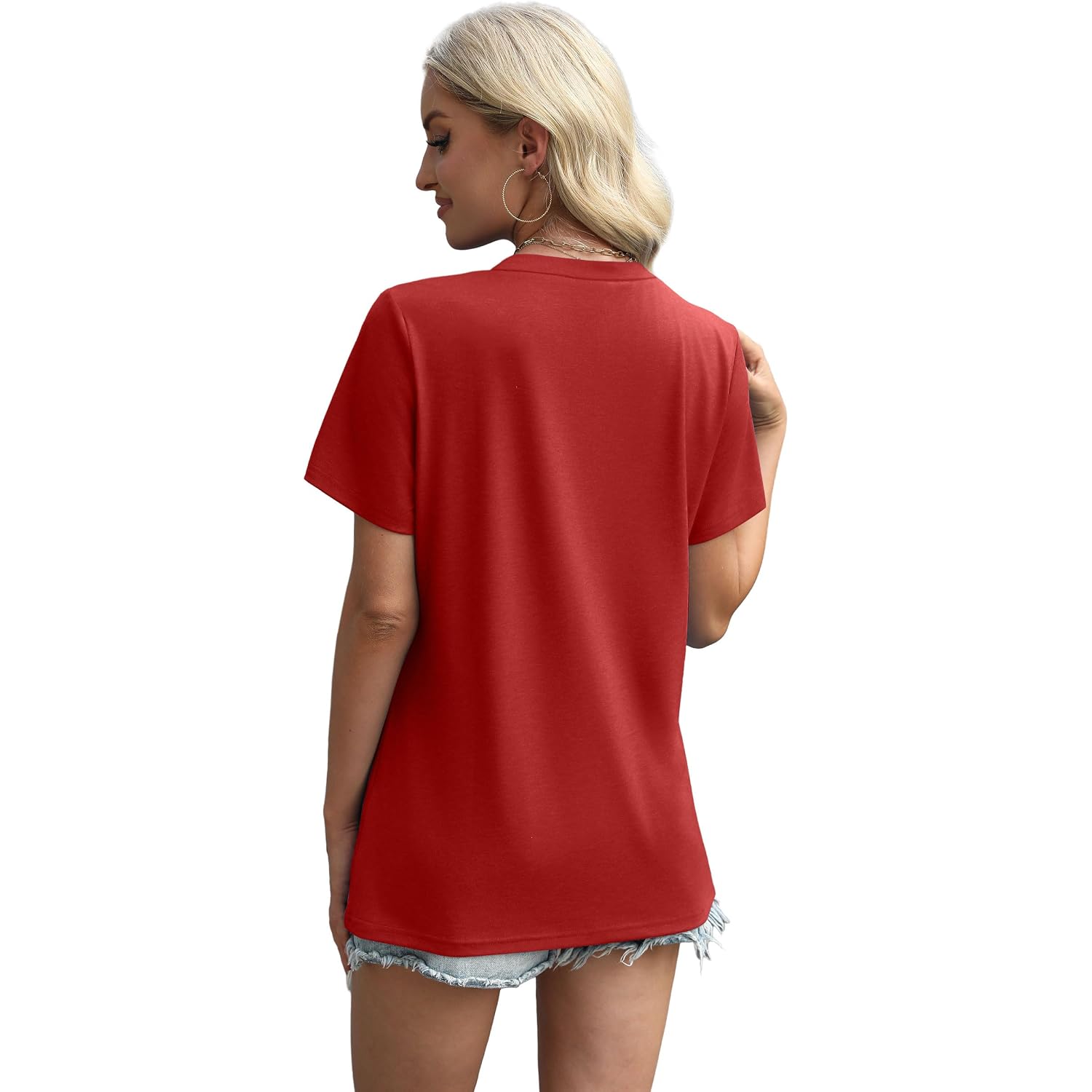 XIEERDUO Womens Summer Tops 2026 Pleated Round Neck Short Sleeve Shirts Business Casual