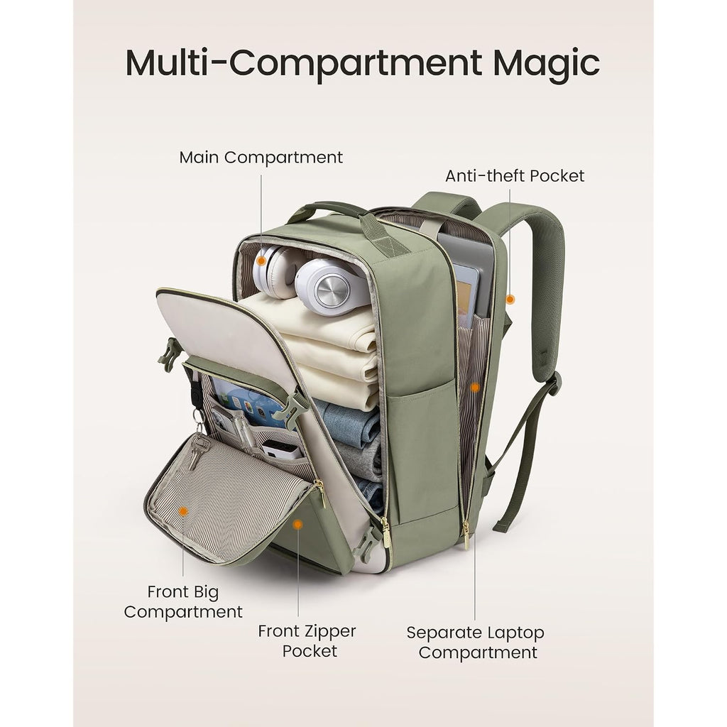 Lovevook 40L Travel Backpack For Women & Men, Airline Approved Carry On Luggage With 3 Packing Cubes, Tsa Overnight Bags, Waterproof Personal Item Bag, Weekender Essentials Backpacks Fits 17" Laptop