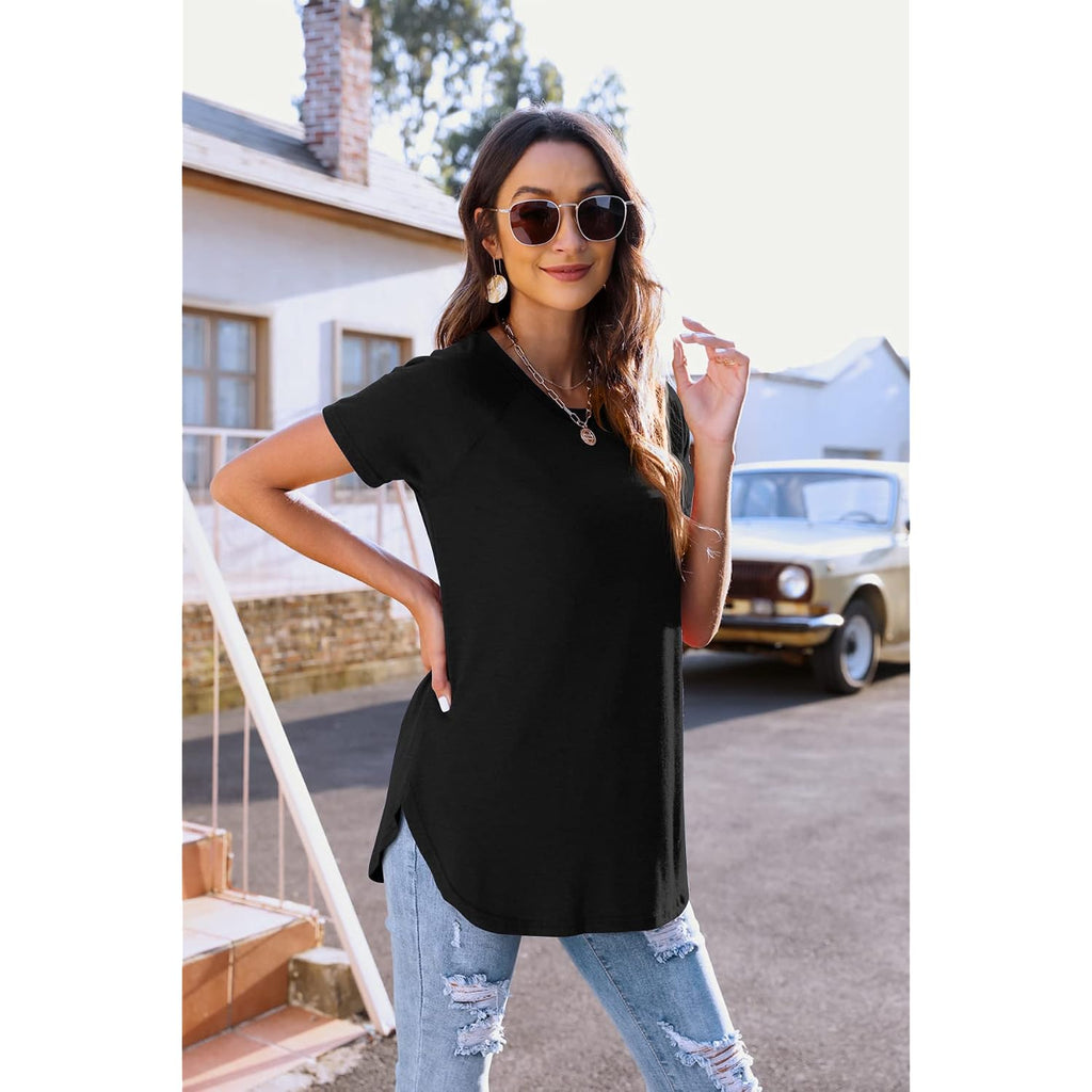 Newchoice Women's Casual Batwing Long Sleeve T Shirt Round Neck Basic Loose Tunic Tops