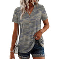 BISHUIGE Womens Henley Tunic Tops Button Up Tshirts Short Sleeve Vneck Casual Blouses