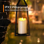 Homemory 6"X3" Outdoor Waterproof Flameless Candles, Led Candles, Battery Operated Candles With Remote And Timers, Electric Fake Plastic Pillar Candles, Ivory White, Set Of 2