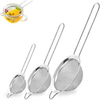 3Pcs Fine Mesh Strainer With Handle, Small Sifter Strainers Set, Stainless Steel Sieve Colander For Kitchen Baking Juice Quinoa Food Flour