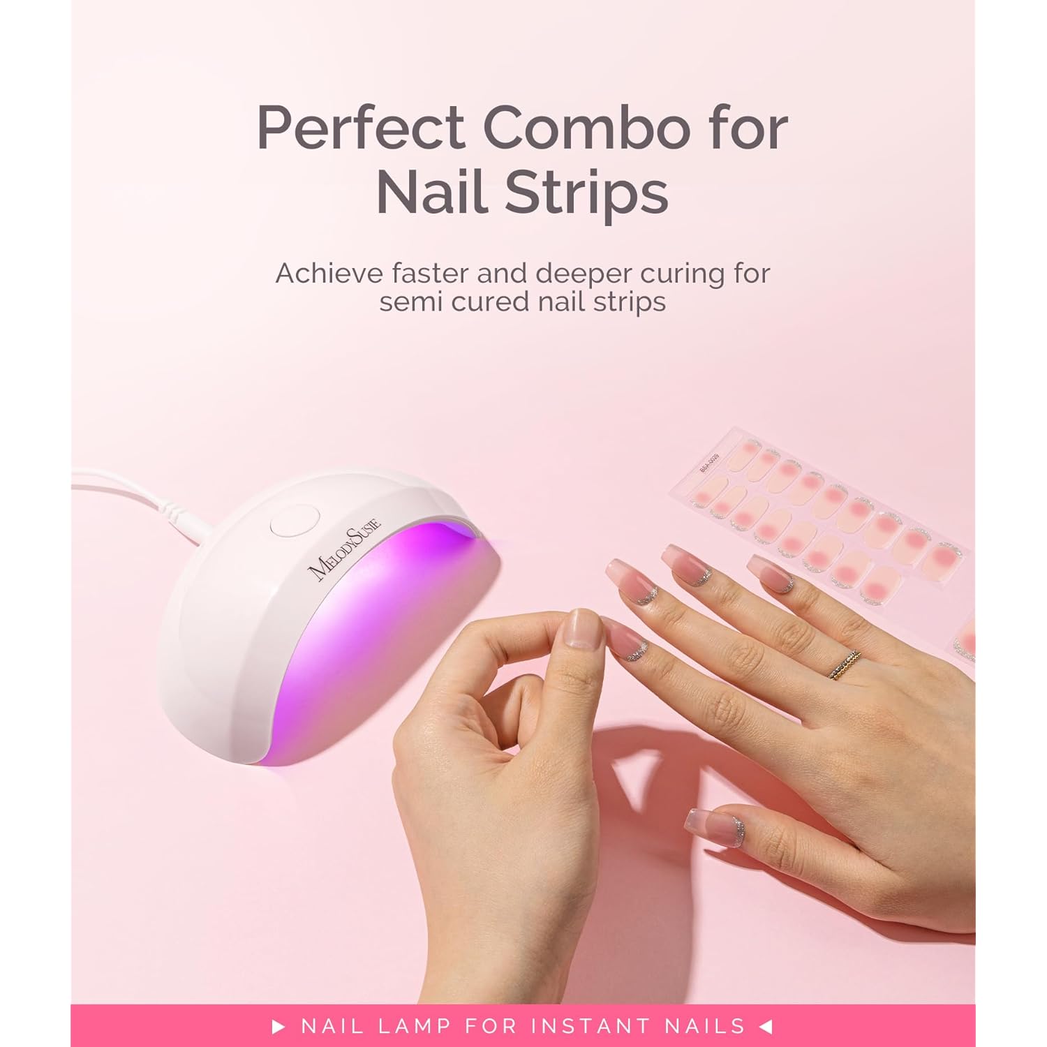 MelodySusie Pocket-Sized LED UV Nail Lamp with Ultra-Lightweight Design, P-ART04 UV Light Cures All Soft Gels at Home, Especially Instant Nails, Semi-Cured Gel, Base Coat & Top Coat (White)