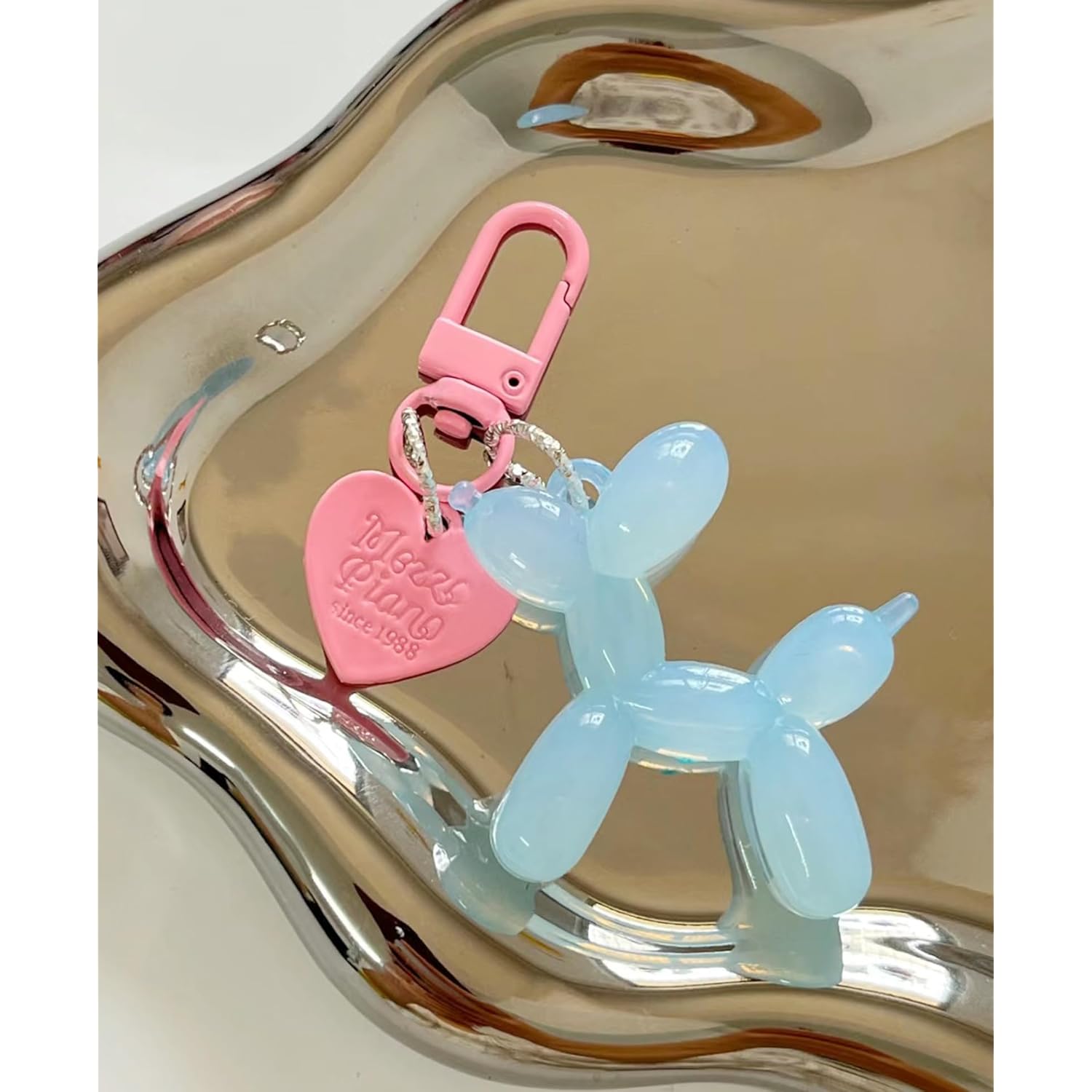 LAEKOU Jelly Balloon Dog Design Keychain for Women, Cute Girls Key Chain, Bag Charms Accessories for Car Purse Backpack