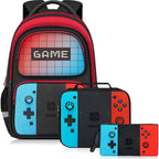 School Backpack For Boys - 3Pcs Gamer Boys Backpack With Lunch Box And Pencil Case For Kids Children Teens Elementary Middle School - Hfhtdc Video Game Bookbag 17″ Large Capacity