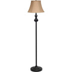 Elegant Designs Lc1019-Rbz Traditionally Crafted 3 Pack Lamp Set (2 Table Lamps, 1 Floor Lamp) With Tan Fabric Shades, Restoration Bronze