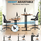 Drafting Chair Tall Office Chair, Ergonomic Standing Desk Chair With Adjustable Foot Ring And Flip-Up Armrests, Mesh Computer Chair For Art Studio, 300 Lbs, Black