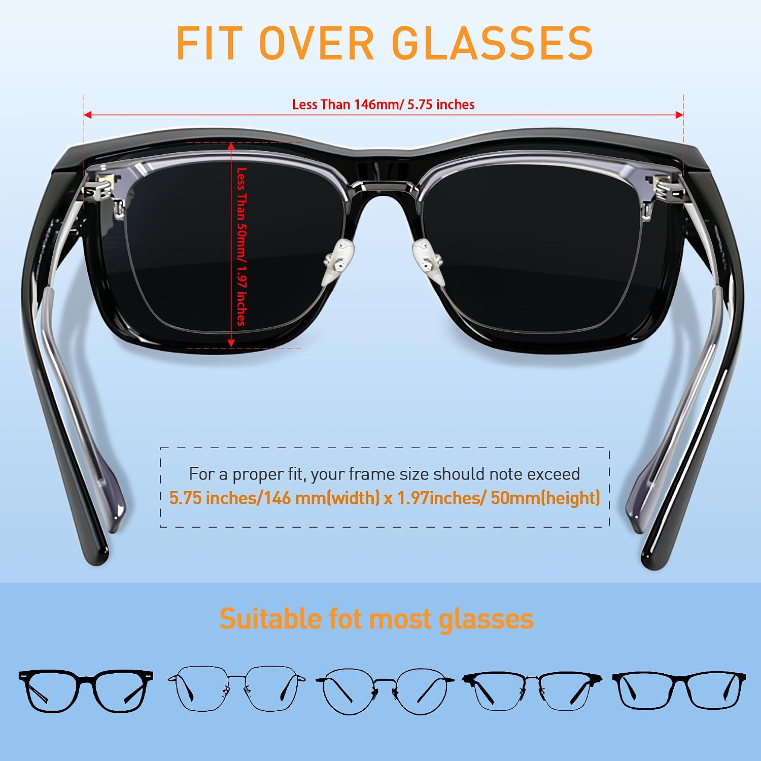 Fit Over Glasses Polarized Sunglasses for Women Men Oversized Square Shades UV400 Protection (3pack) Black + Mirror Blue + Mirror Purple