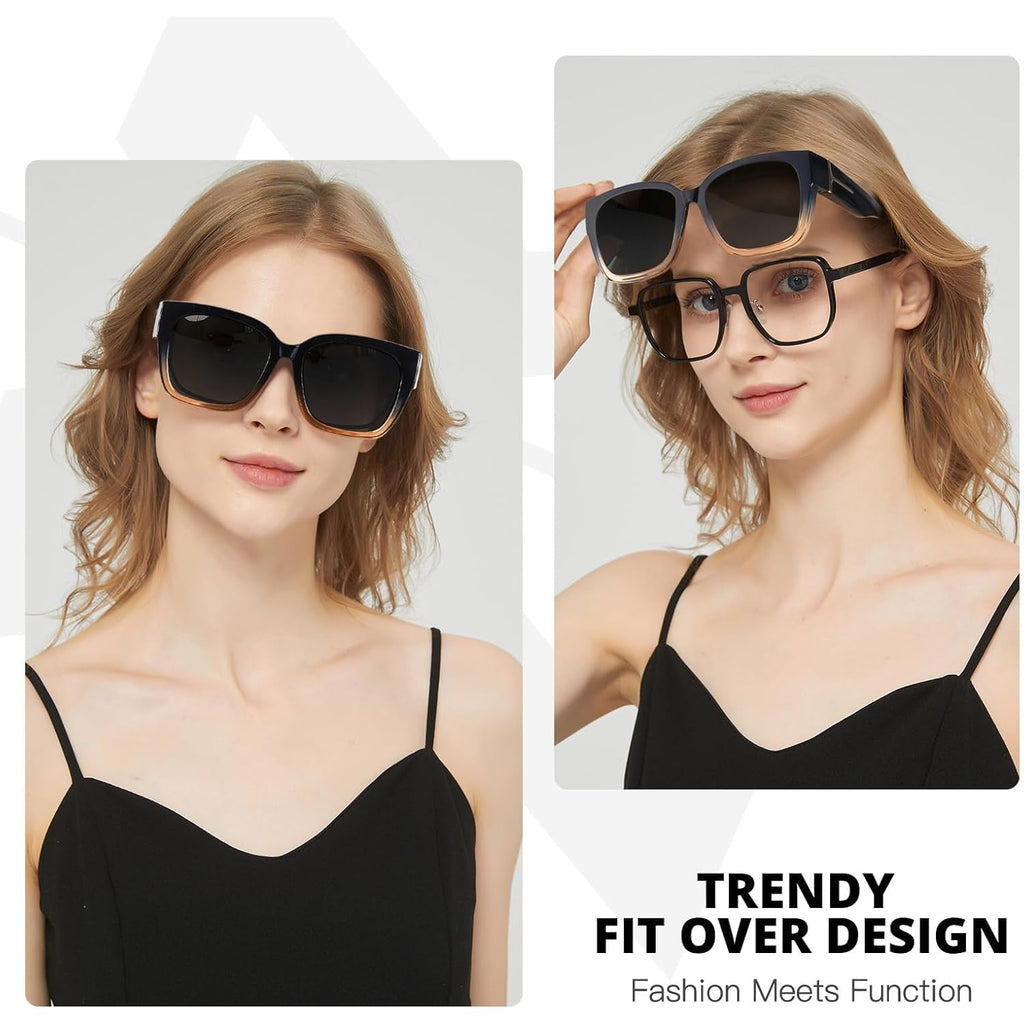 Myiaur Fit Over Sunglasses for Women, Trendy Designer Style Oversized Polarized Sunglasses for Driving with UV400 Protection