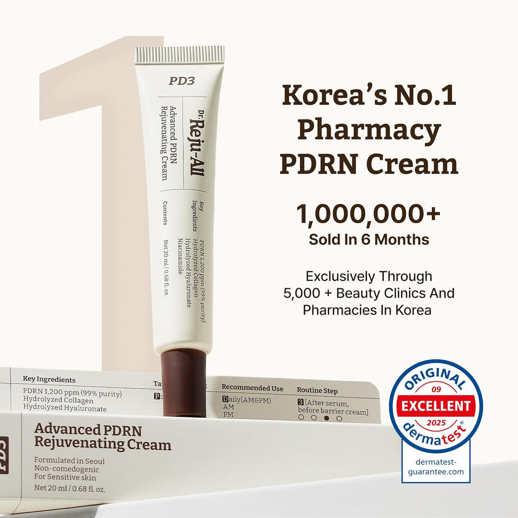 Dr.Reju-All PDRN Rejuvenating Cream – Rejuall PDRN Face Moisturizer – Optimal 1200ppm for Glass Skin & Plumping – Korean Pharmacy Anti-Aging Skin Care Face Cream - 0.7 Fl Oz