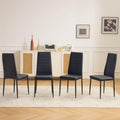 Karl Home Dining Chairs Set Of 4, Pu Leather & High Back, Black