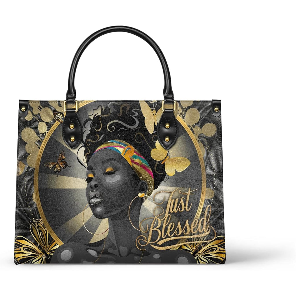 Afroyla Afrocentric Art HandBag for Black Women – Premium Vegan Leather, Work & Everyday Bag, Thoughtful Surprise for Her.