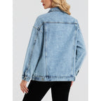 Oversized Denim Jacket Women Boyfriend Jean Jacket Trendy Loose Shacket Spring Trucker Coats