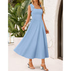 Zesica Women'S Summer Spaghetti Strap Maxi Dress 2026 Tie Shoulder Square Neck Flowy Wedding Guest Party Beach Long Dresses