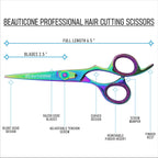 Professional Hair Cutting Scissors – Barber Shears With Razor Sharp Stainless Steel Blade, Leather Pouch Included, Salon Hair Scissors For Men & Women, Multi