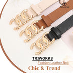 TRIWORKS 3 Pack Women's Belts for Jeans Pants Fashion Waist Belts for Ladies Leather Belts