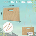 Beach Clutch Bag Straw Summer Clutch Purses for Women Handmade Woven Purse Detachable Gold Chain, Crossbody
