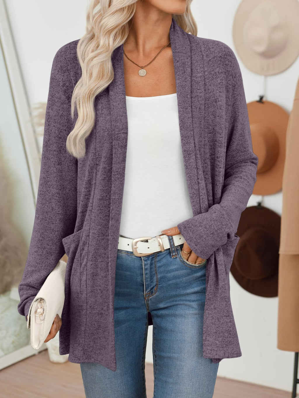 LILLUSORY Cardigan for Women Lightweight Cardigans Fall Fashion Outfits | Open Front Long Cardigan with Pockets, Business Casual Travel Outfits