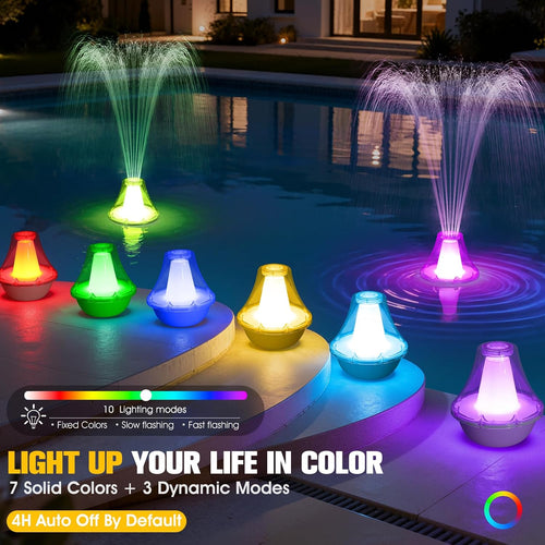 2026 Pool Fountain With Remote,Rechargeable Floating Pool Fountains With 10 Light Show,Pool Water Fountain Pump With Anchor,3 Spray Modes Swimming Pool Fountains For Inground Above Ground Pool