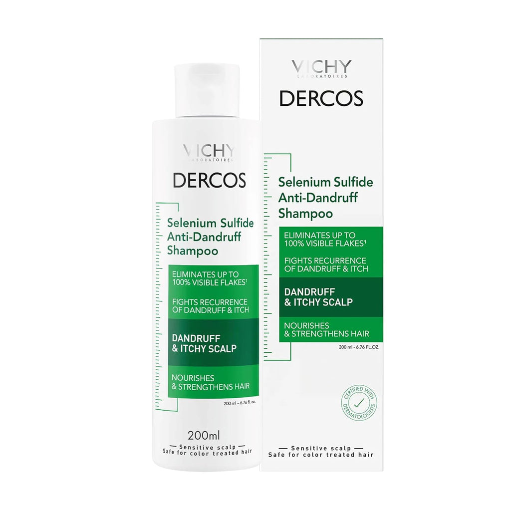 Vichy Dercos Dandruff Shampoo, Antifungal Itchy Scalp Treatment For Men & Women, Clinical Strength Selenium Sulfide, Formulated With Niacinamide & Salicylic Acid, Color Safe, Dermatologist Recommended