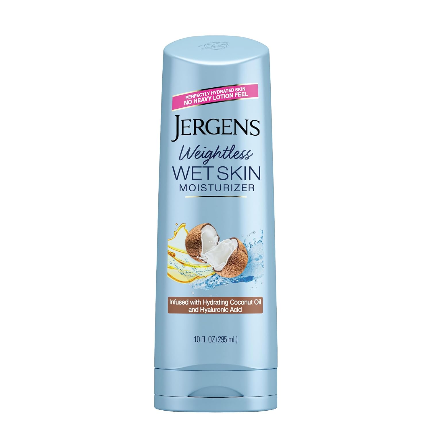 Jergens Wet Skin Body Lotion With Coconut Oil, In Shower Lotion For Dry Skin, Fast-Absorbing, Non-Sticky, Dermatologist Tested, 10 Ounce